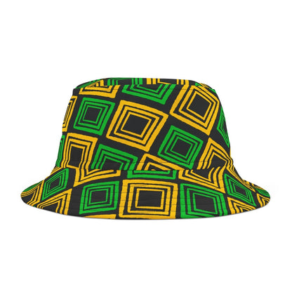 Bucket Hat with Square Pattern with Jamaica Colours - J.A. Squared | US - Ohhh So Swag