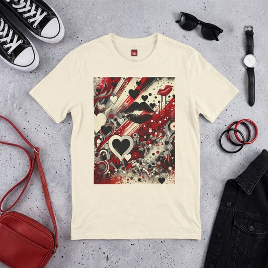 CA | Unisex Streetwear Kiss Lips Graphic Tee for Women Men, Edgy Love - Inspired T-Shirt with Hearts and Lips, Trendy Crew Neck Shirts - Ohhh So Swag