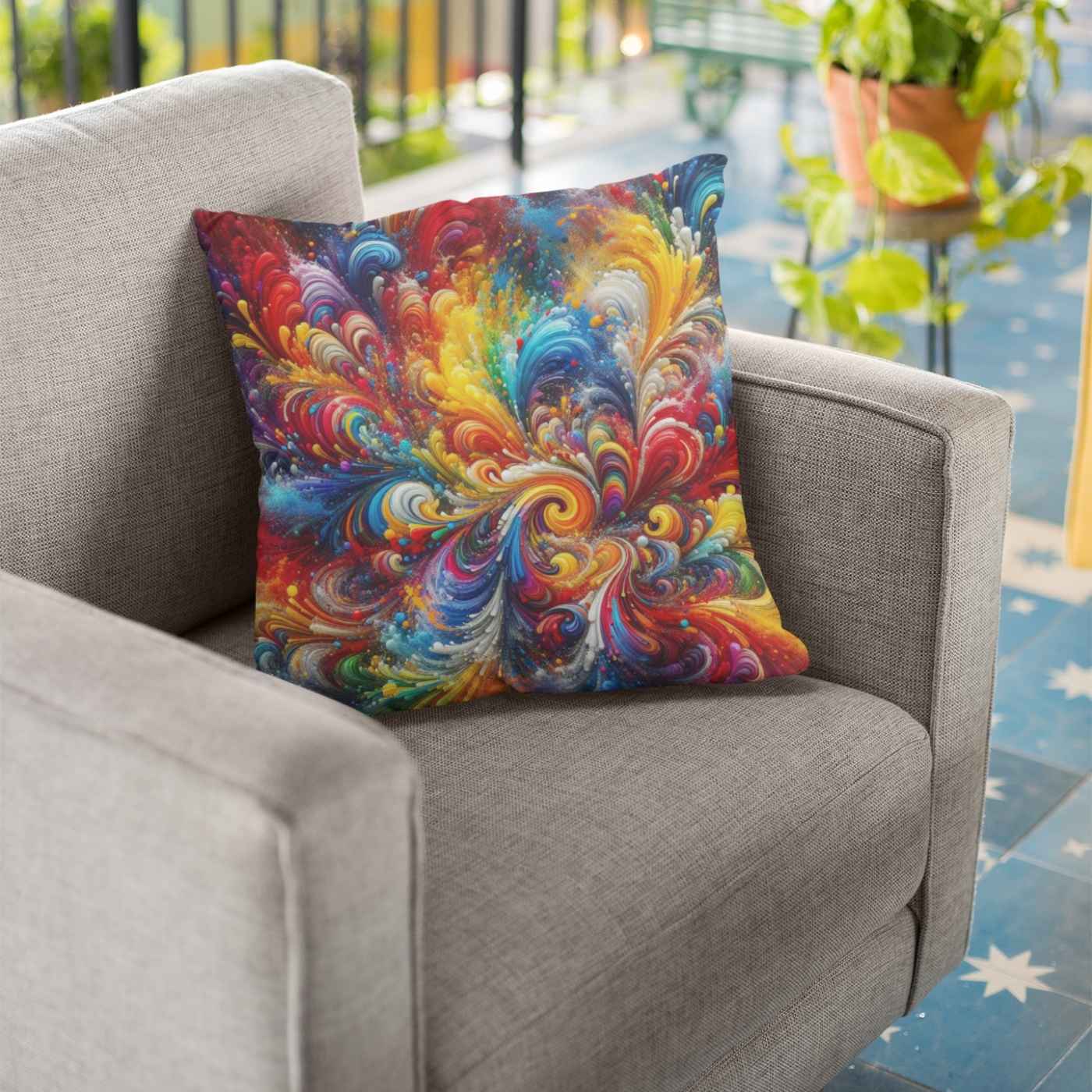 Colorful Rainbow Swirl Accent Throw Pillow for Couch, Bed | SHIPS FROM USA - Ohhh So Swag