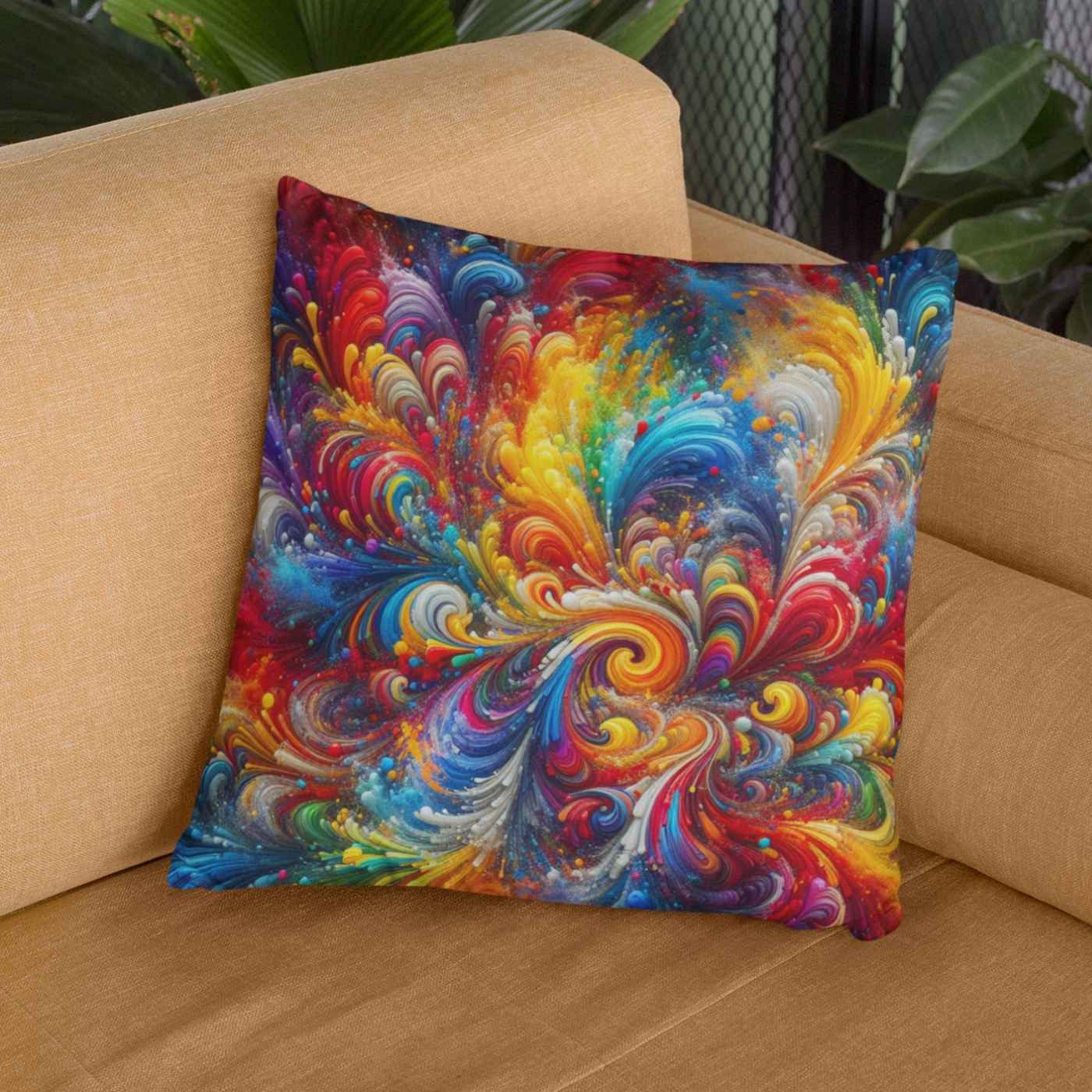 Colorful Rainbow Swirl Accent Throw Pillow for Couch, Bed | SHIPS FROM USA - Ohhh So Swag