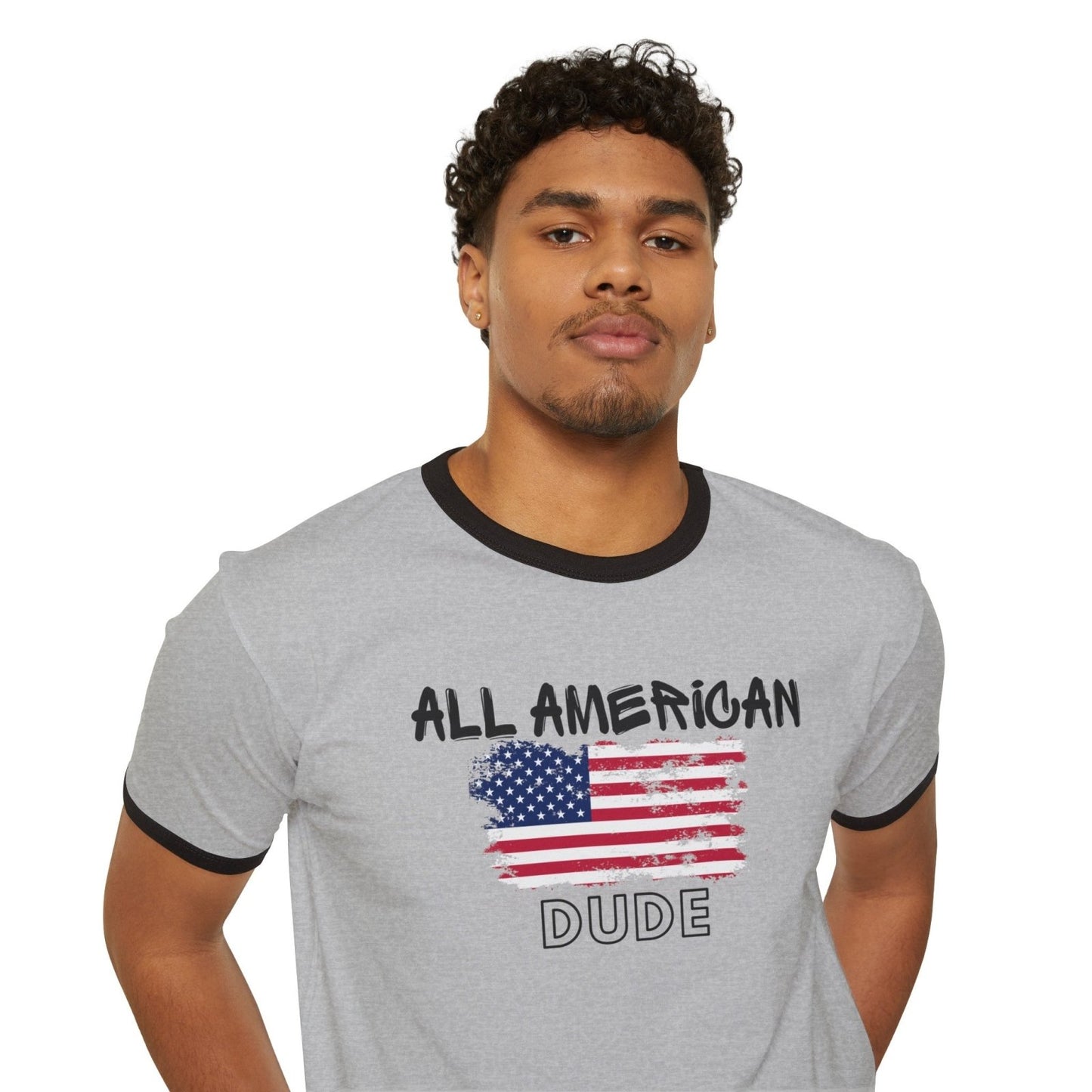 Cotton Ringer T - Shirt - All American Dude - Ohhh So Swag