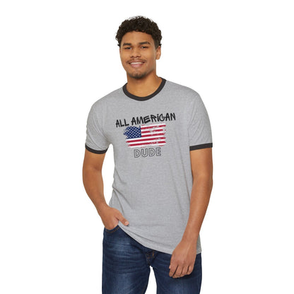 Cotton Ringer T - Shirt - All American Dude - Ohhh So Swag