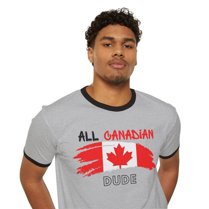 Cotton Ringer T - Shirt - All Canadian Dude | US - Ohhh So Swag