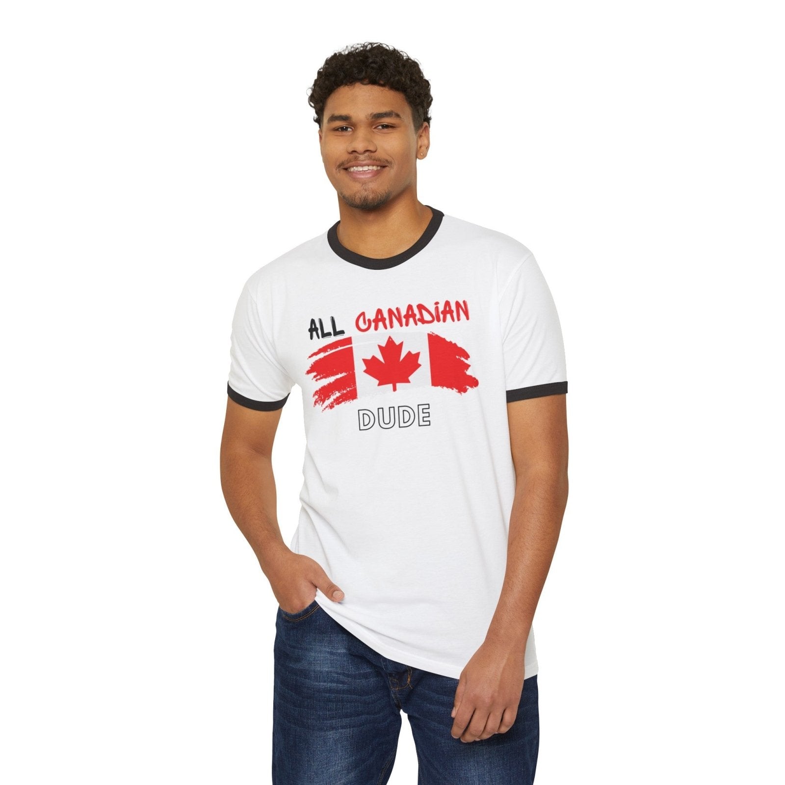 Cotton Ringer T - Shirt - All Canadian Dude | US - Ohhh So Swag