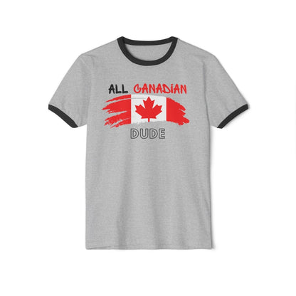 Cotton Ringer T - Shirt - All Canadian Dude | US - Ohhh So Swag