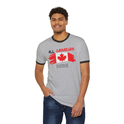 Cotton Ringer T - Shirt - All Canadian Dude | US - Ohhh So Swag