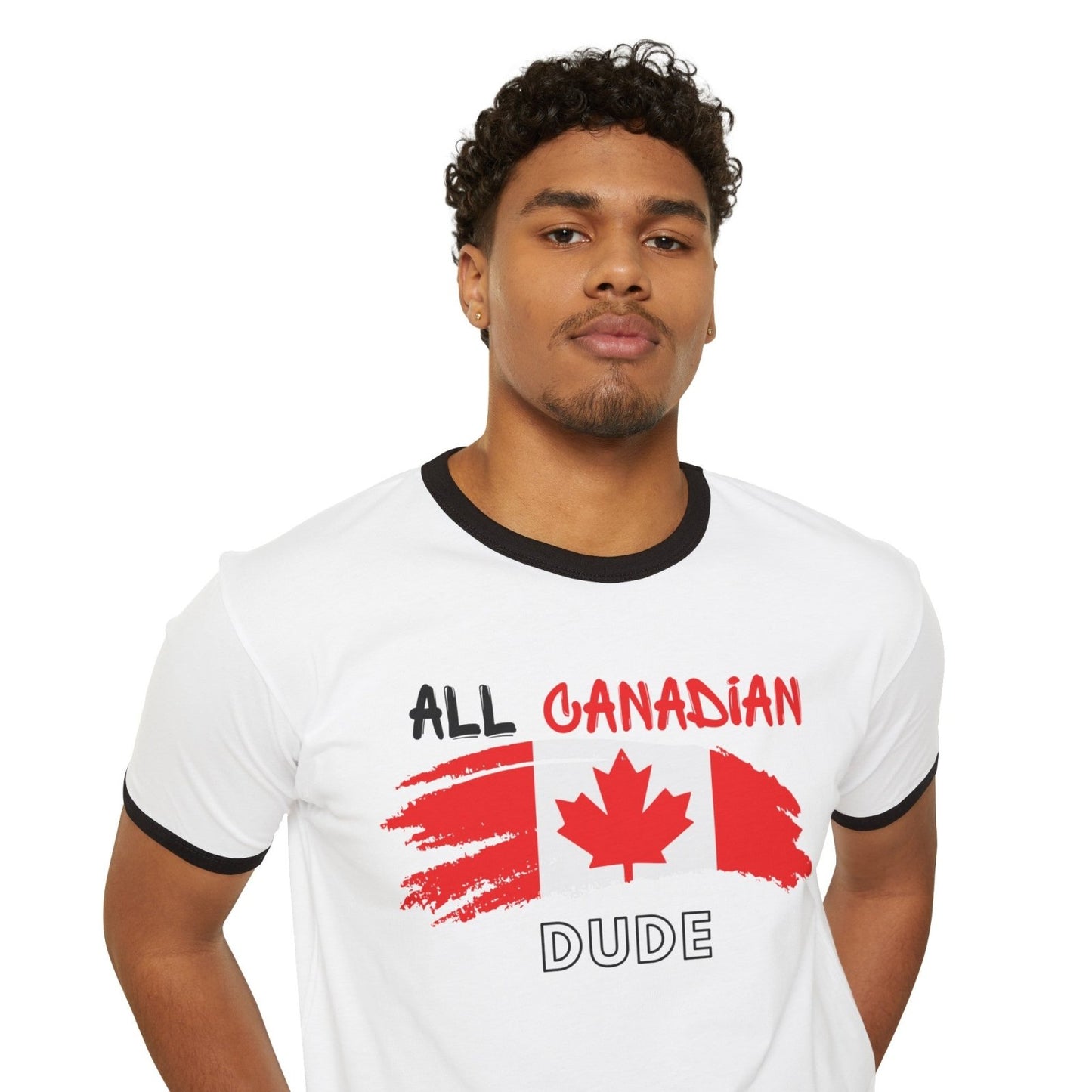 Cotton Ringer T - Shirt - All Canadian Dude | US - Ohhh So Swag