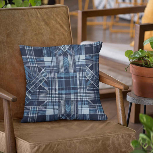 Decorative Square Blue Plaid Pillow, Tartan Plaid Decor | SHIPS FROM USA - Ohhh So Swag