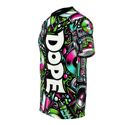 Dope 90s Hip Hop Graffiti Graphic Tee, Premium Retro Party Vibe Music Lover All - over Print T-shirt, Casual Crew Neck Shirt | US - Ohhh So Swag