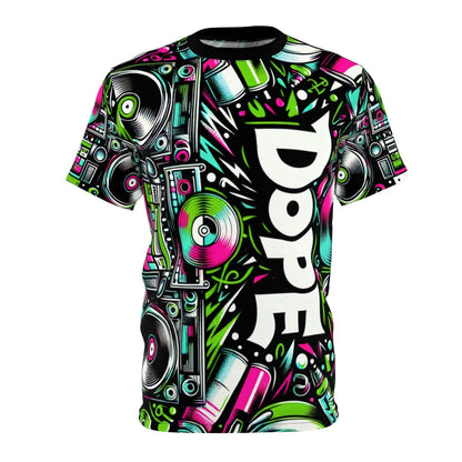 Dope 90s Hip Hop Graffiti Graphic Tee, Premium Retro Party Vibe Music Lover All - over Print T-shirt, Casual Crew Neck Shirt | US - Ohhh So Swag
