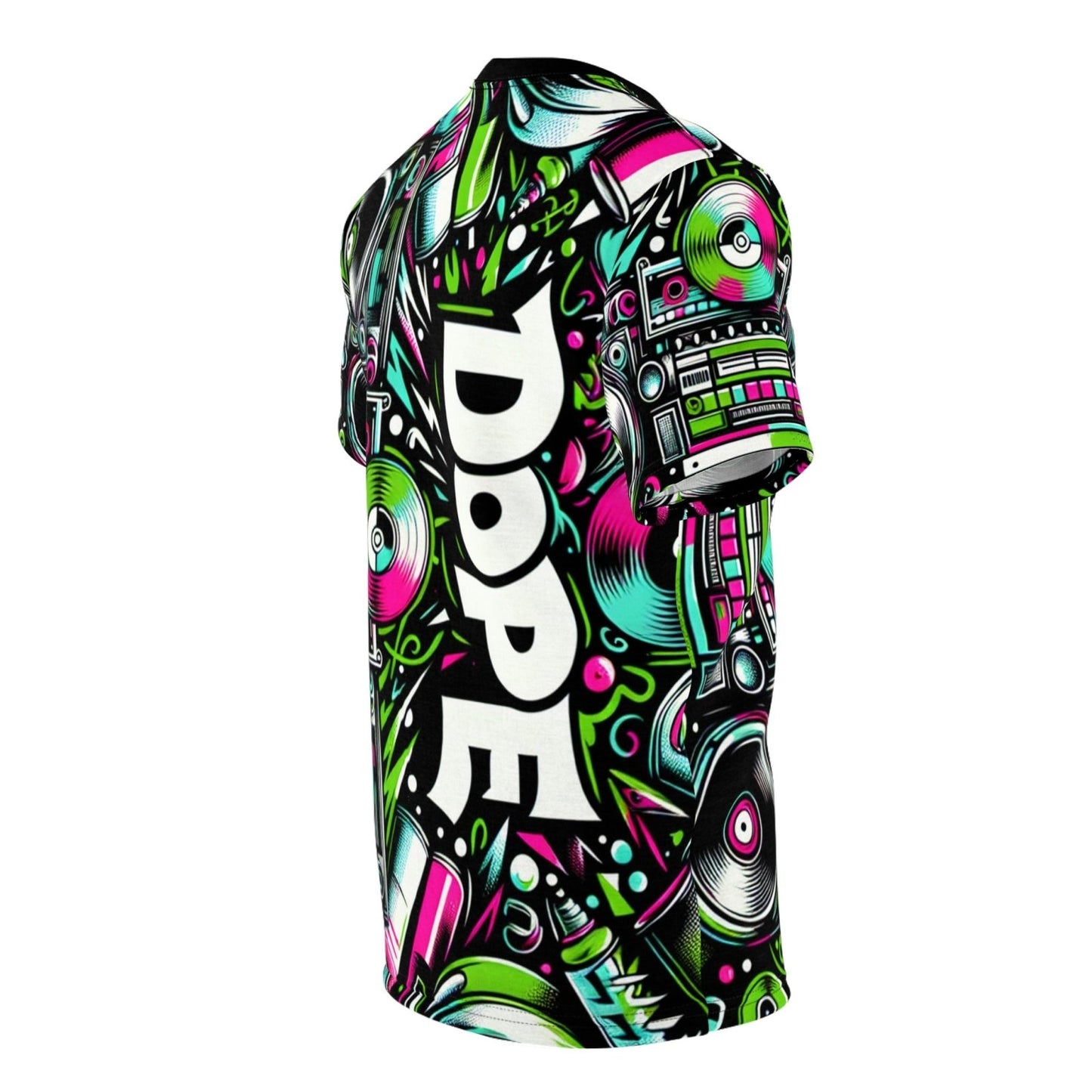 Dope 90s Hip Hop Graffiti Graphic Tee, Premium Retro Party Vibe Music Lover All - over Print T-shirt, Casual Crew Neck Shirt | US - Ohhh So Swag
