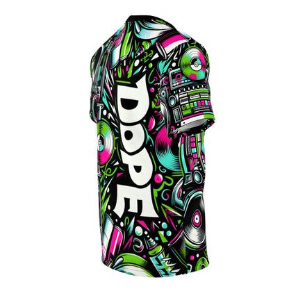 Dope 90s Hip Hop Graffiti Graphic Tee, Premium Retro Party Vibe Music Lover All - over Print T-shirt, Casual Crew Neck Shirt | US - Ohhh So Swag