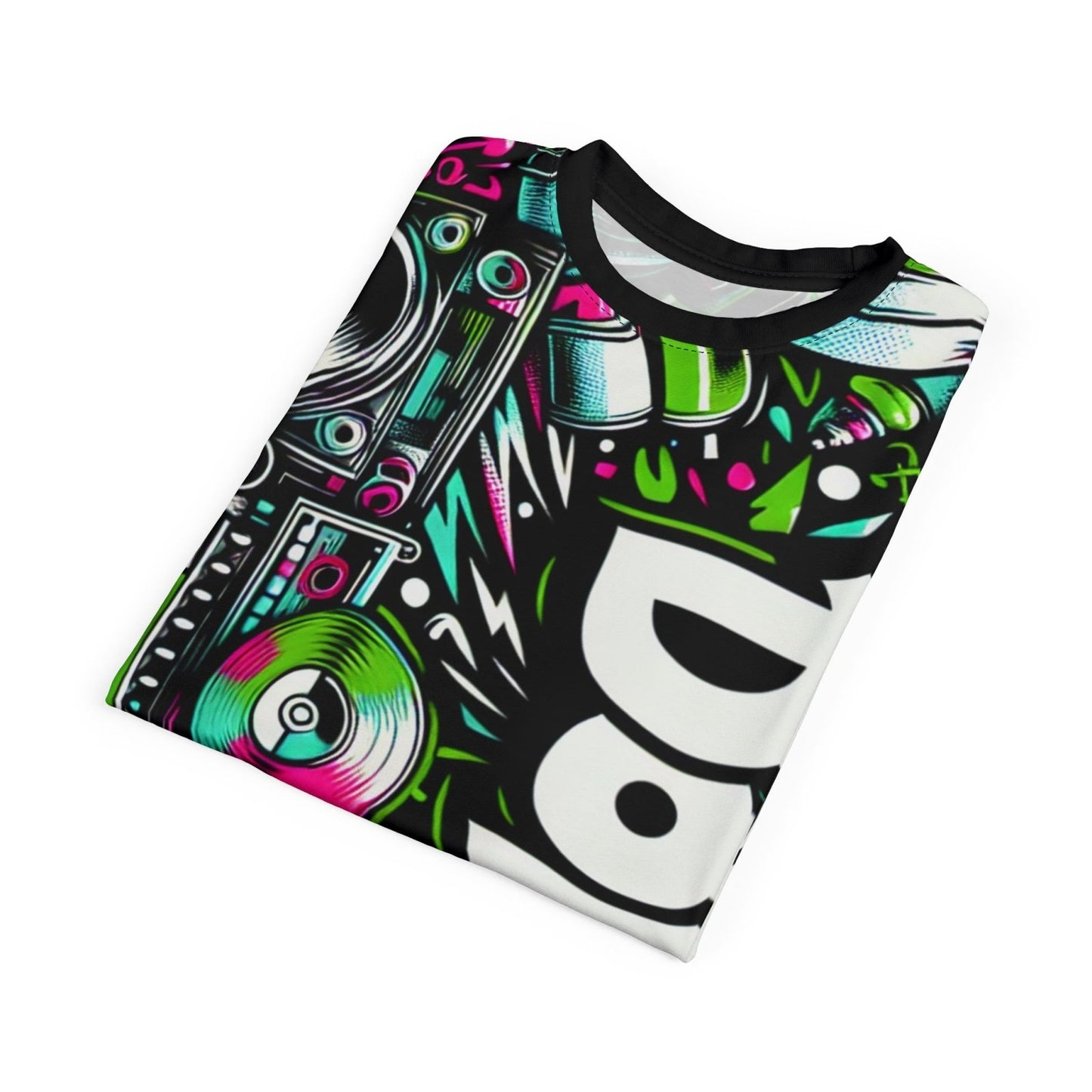 Dope 90s Hip Hop Graffiti Graphic Tee, Premium Retro Party Vibe Music Lover All - over Print T-shirt, Casual Crew Neck Shirt | US - Ohhh So Swag