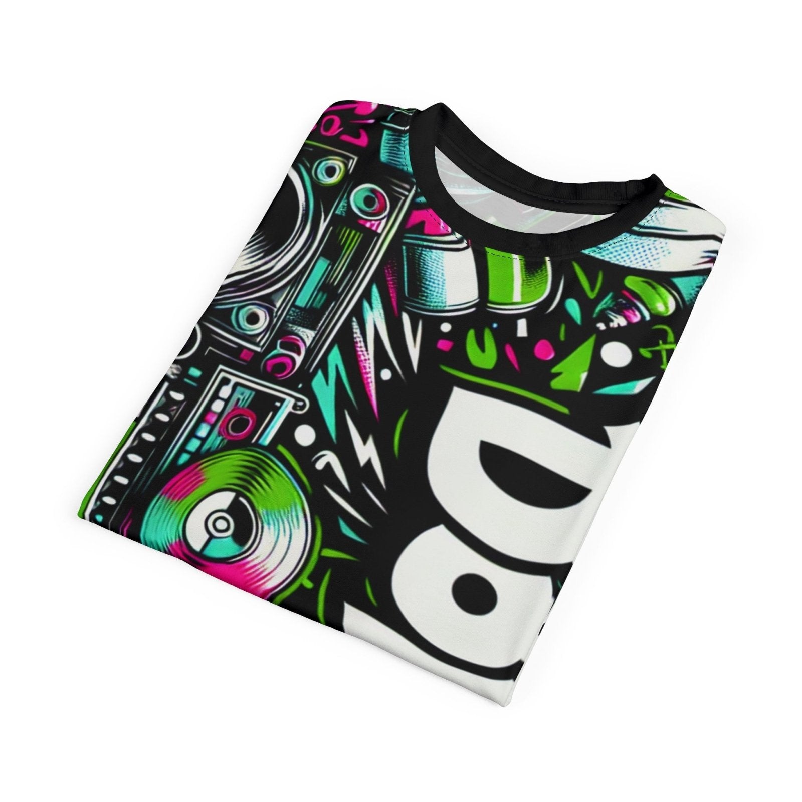 Dope 90s Hip Hop Graffiti Graphic Tee, Premium Retro Party Vibe Music Lover All - over Print T-shirt, Casual Crew Neck Shirt | US - Ohhh So Swag