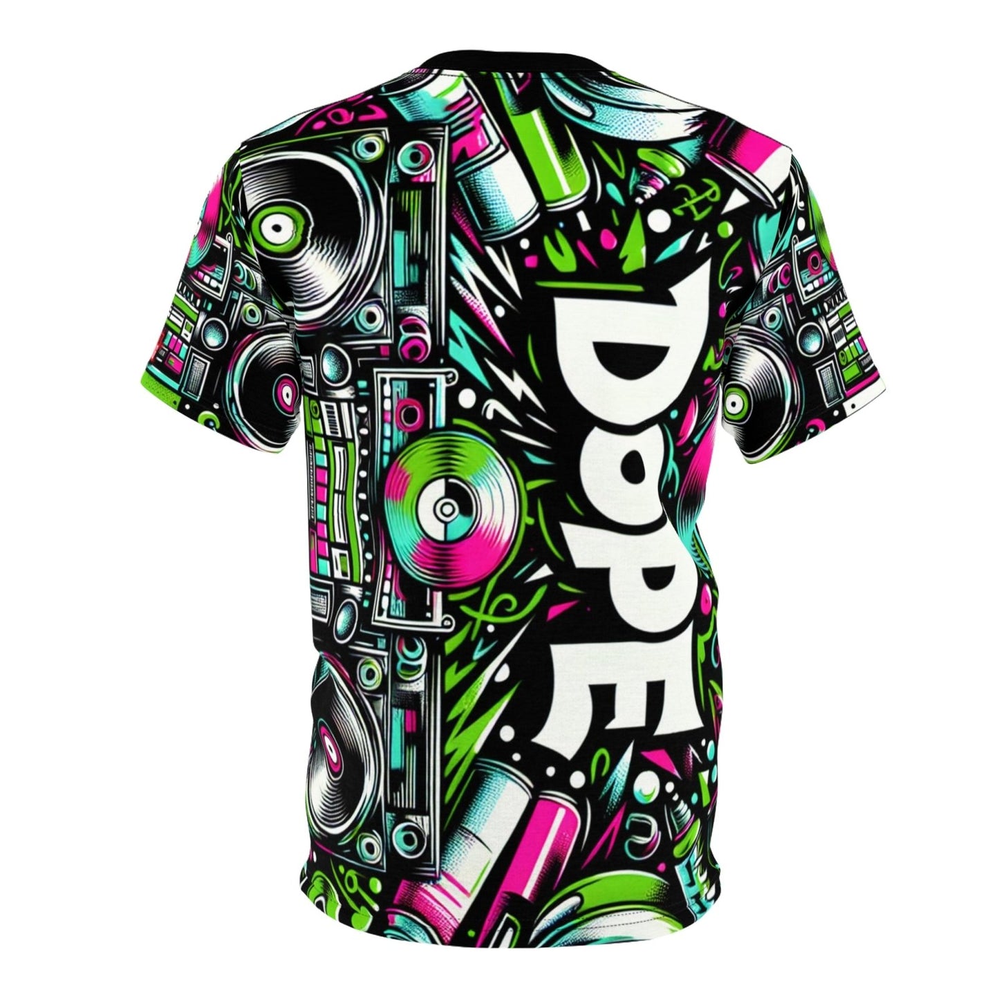 Dope 90s Hip Hop Graffiti Graphic Tee, Premium Retro Party Vibe Music Lover All - over Print T-shirt, Casual Crew Neck Shirt | US - Ohhh So Swag