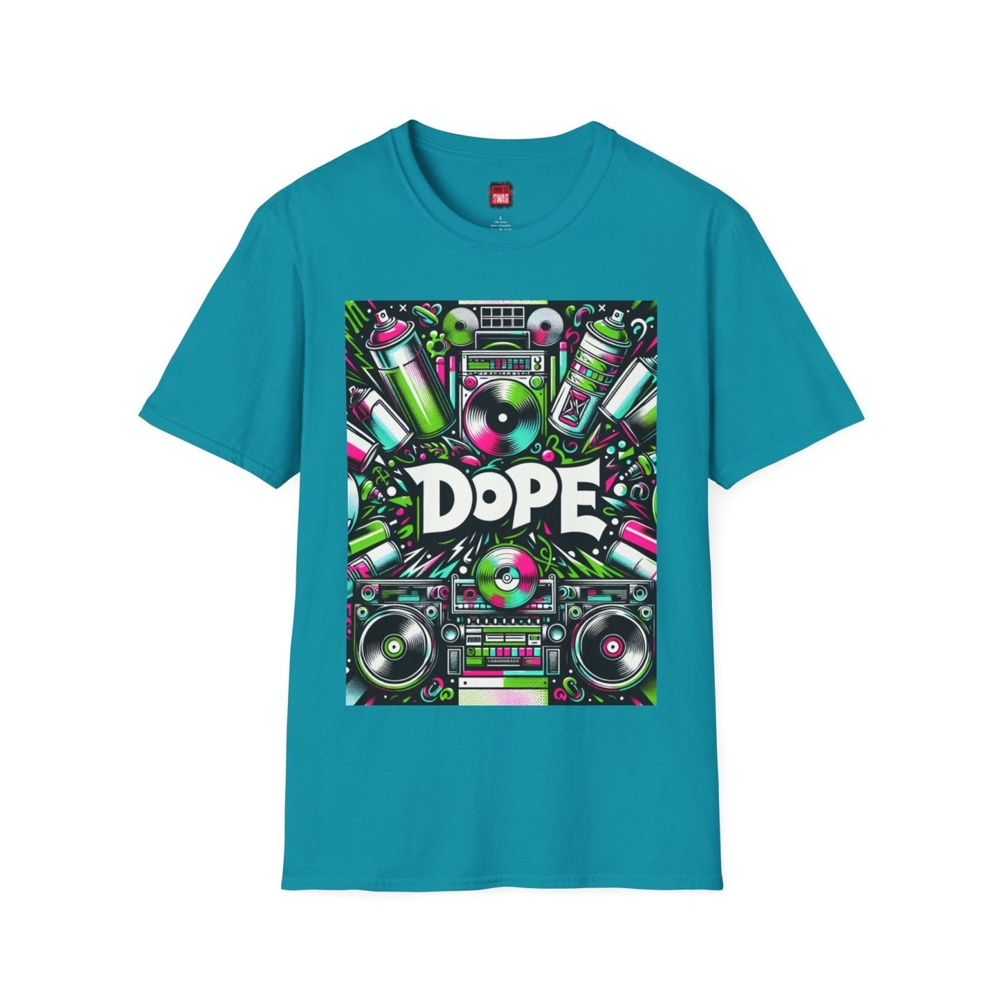 Teal Dope Graphic Cotton T-Shirt, Cool Unisex Hip Hop Tee for Music Lovers, 90s Casual Streetwear | US - Ohhh So Swag