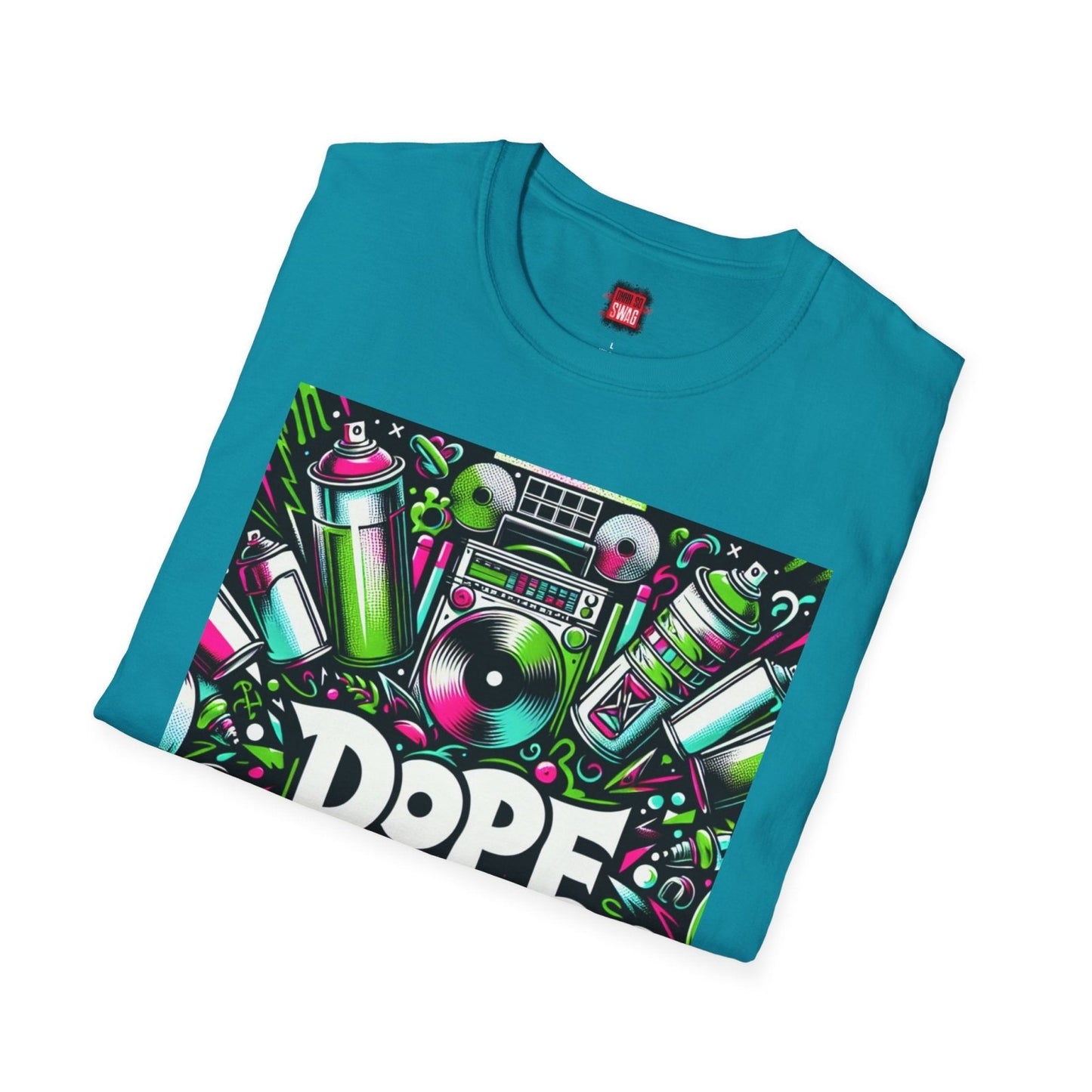 Teal Dope Graphic Cotton T-Shirt, Cool Unisex Hip Hop Tee for Music Lovers, 90s Casual Streetwear | US - Ohhh So Swag