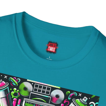 Dope Hip Hop Soft Style Graphic Tee, 90s Graffiti Round Neck Short Sleeve T-Shirt, Casual Urban Vibe Shirt | CA - Ohhh So Swag