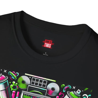 Dope Hip Hop Soft Style Graphic Tee, 90s Graffiti Round Neck Short Sleeve T-Shirt, Casual Urban Vibe Shirt | CA - Ohhh So Swag