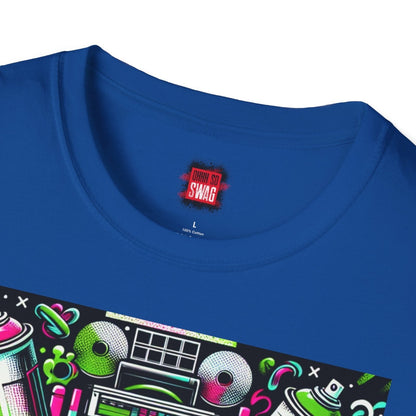 Dope Hip Hop Soft Style Graphic Tee, 90s Graffiti Round Neck Short Sleeve T-Shirt, Casual Urban Vibe Shirt | CA - Ohhh So Swag