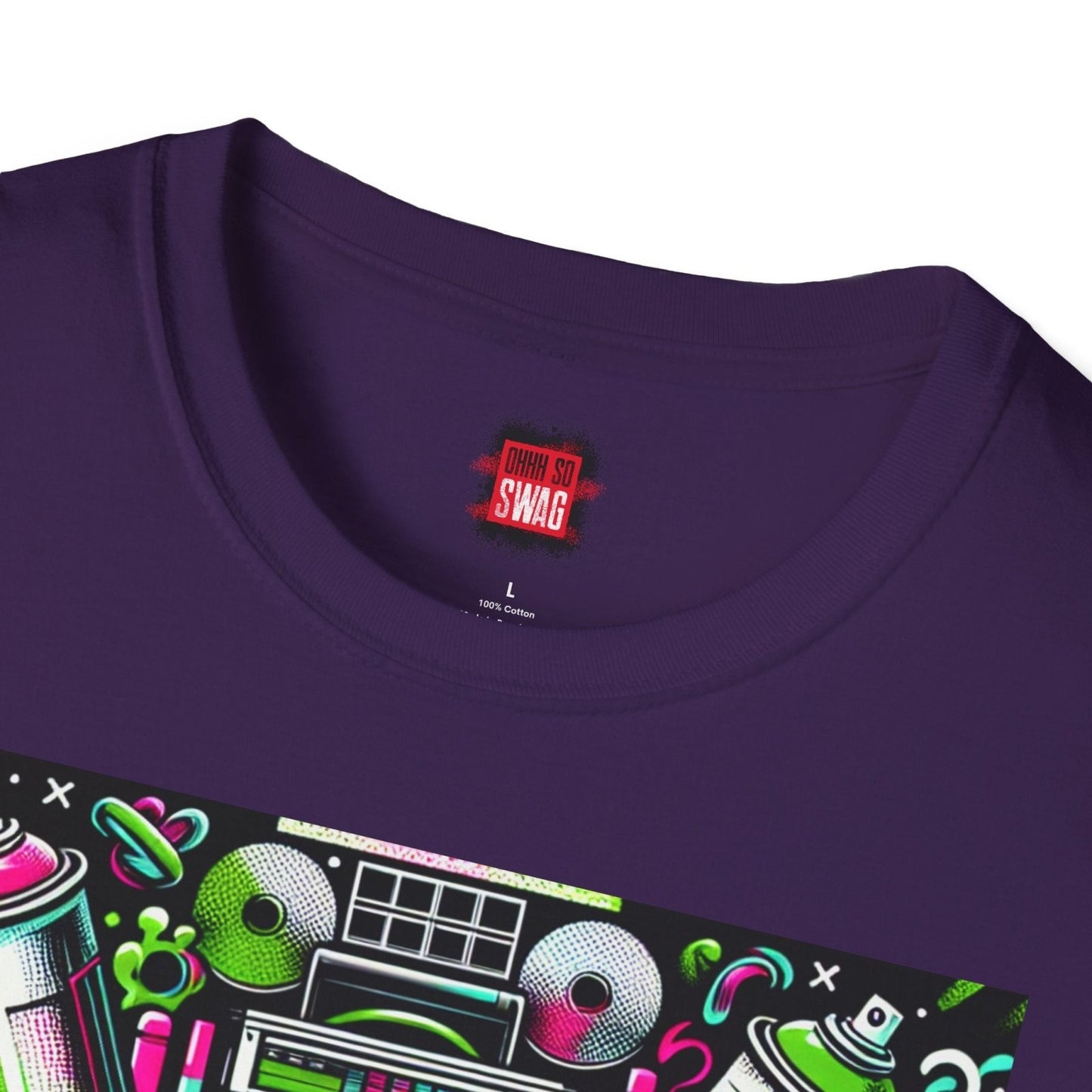 Dope Hip Hop Soft Style Graphic Tee, 90s Graffiti Round Neck Short Sleeve T-Shirt, Casual Urban Vibe Shirt | CA - Ohhh So Swag