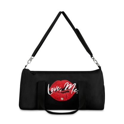 Duffel Bag with Red Kiss Lips, Green Heart (Black) - Love, Me. | US - Ohhh So Swag
