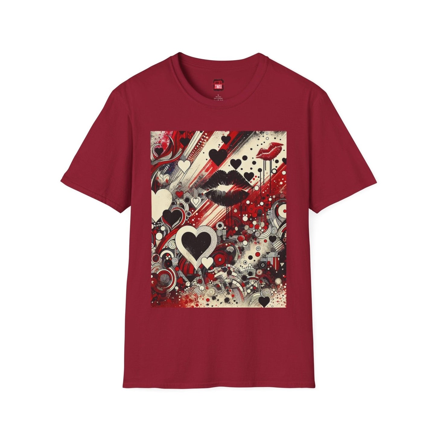 Edgy Love - Inspired Kiss Lips Graphic Tee for Women Men, Unisex Streetwear T-Shirt with Hearts and Lips, Trendy Crew Neck Shirts | US - Ohhh So Swag