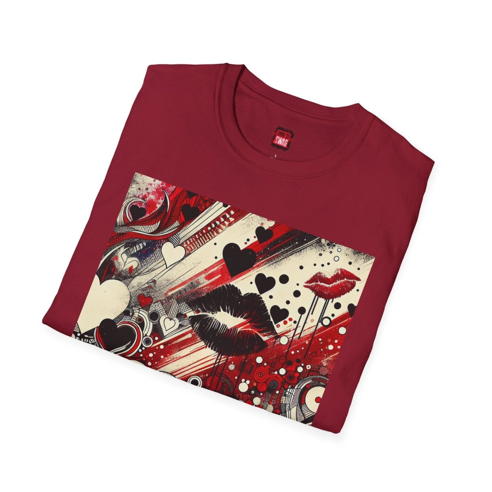 Edgy Love - Inspired Kiss Lips Graphic Tee for Women Men, Unisex Streetwear T-Shirt with Hearts and Lips, Trendy Crew Neck Shirts | US - Ohhh So Swag