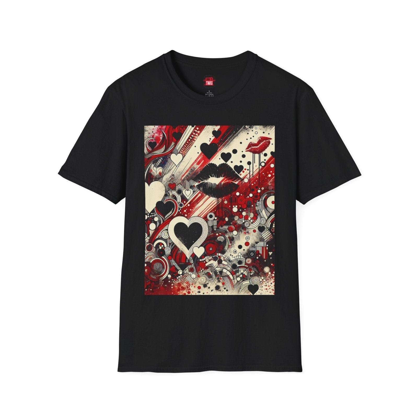 Edgy Love - Inspired Kiss Lips Graphic Tee for Women Men, Unisex Streetwear T-Shirt with Hearts and Lips, Trendy Crew Neck Shirts | US - Ohhh So Swag