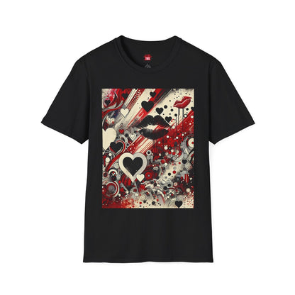 Edgy Love - Inspired Kiss Lips Graphic Tee for Women Men, Unisex Streetwear T-Shirt with Hearts and Lips, Trendy Crew Neck Shirts | US - Ohhh So Swag