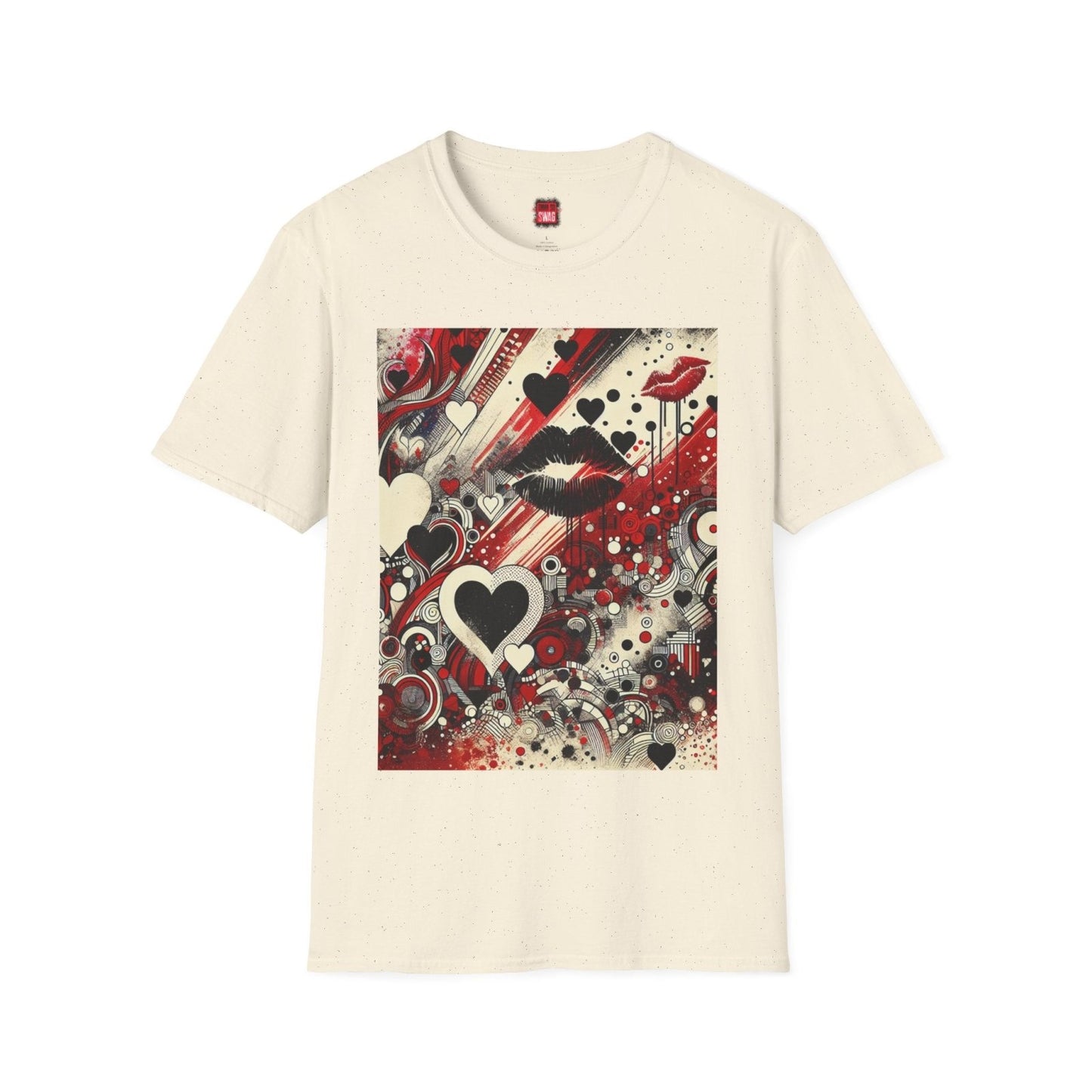 Edgy Love - Inspired Kiss Lips Graphic Tee for Women Men, Unisex Streetwear T-Shirt with Hearts and Lips, Trendy Crew Neck Shirts | US - Ohhh So Swag