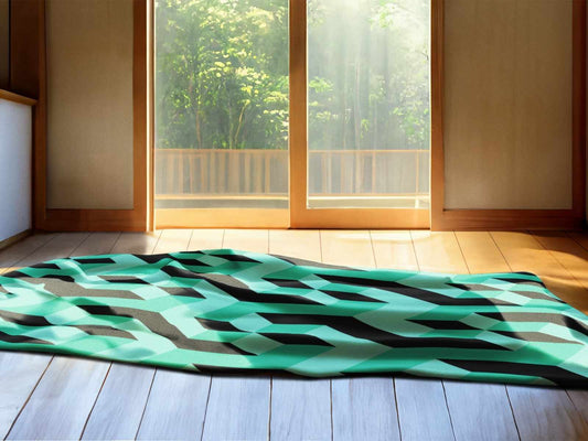 Fun Geometric Block Pattern Turquoise Throw Blanket | SHIPS FROM USA - Ohhh So Swag