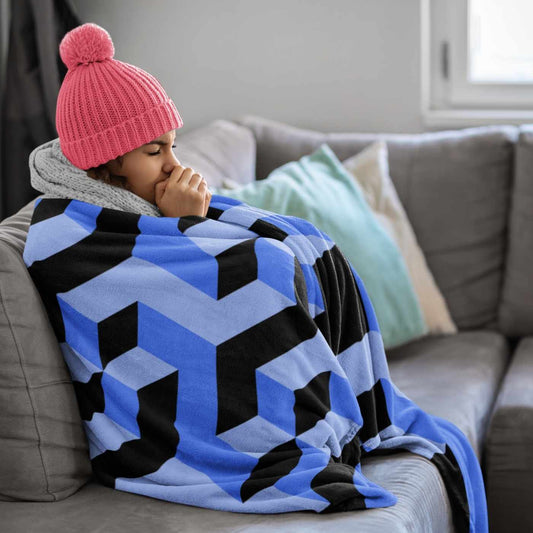 Geometric Blue Throw Blanket for Couch Bed Chair Bed | SHIPS FROM USA - Ohhh So Swag