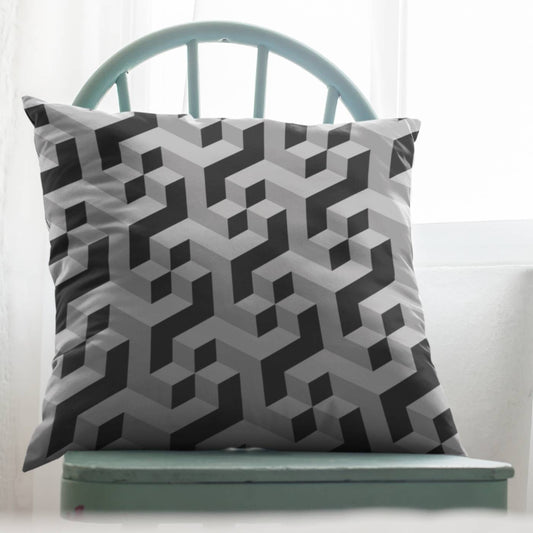 Geometric Pattern Black and Grey Throw Pillow for Couch | SHIPS FROM USA - Ohhh So Swag