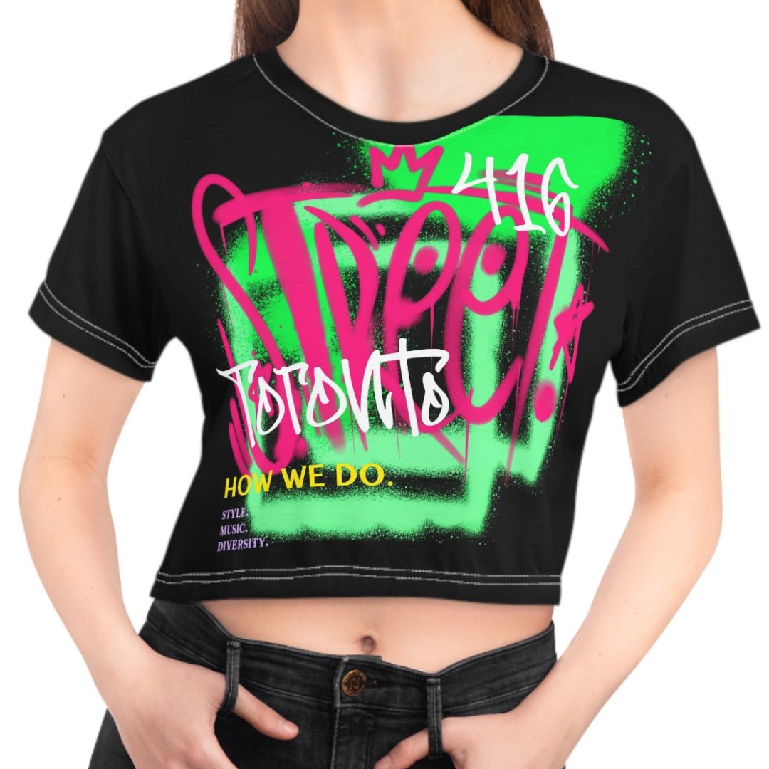 Graffiti Black 90s Crop Top Tee - Toronto. How We Do. Style. Music. Diversity | US - Ohhh So Swag