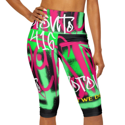 Graffiti Black High Waisted Yoga Capri Leggings - Toronto. How We Do. Style. Music. Diversity. | US - Ohhh So Swag