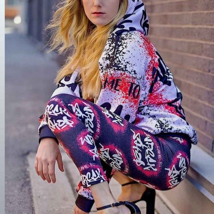 Graffiti Casual Leggings (Black/White Mix - up) - I Came to Wreck Shop | US - Ohhh So Swag