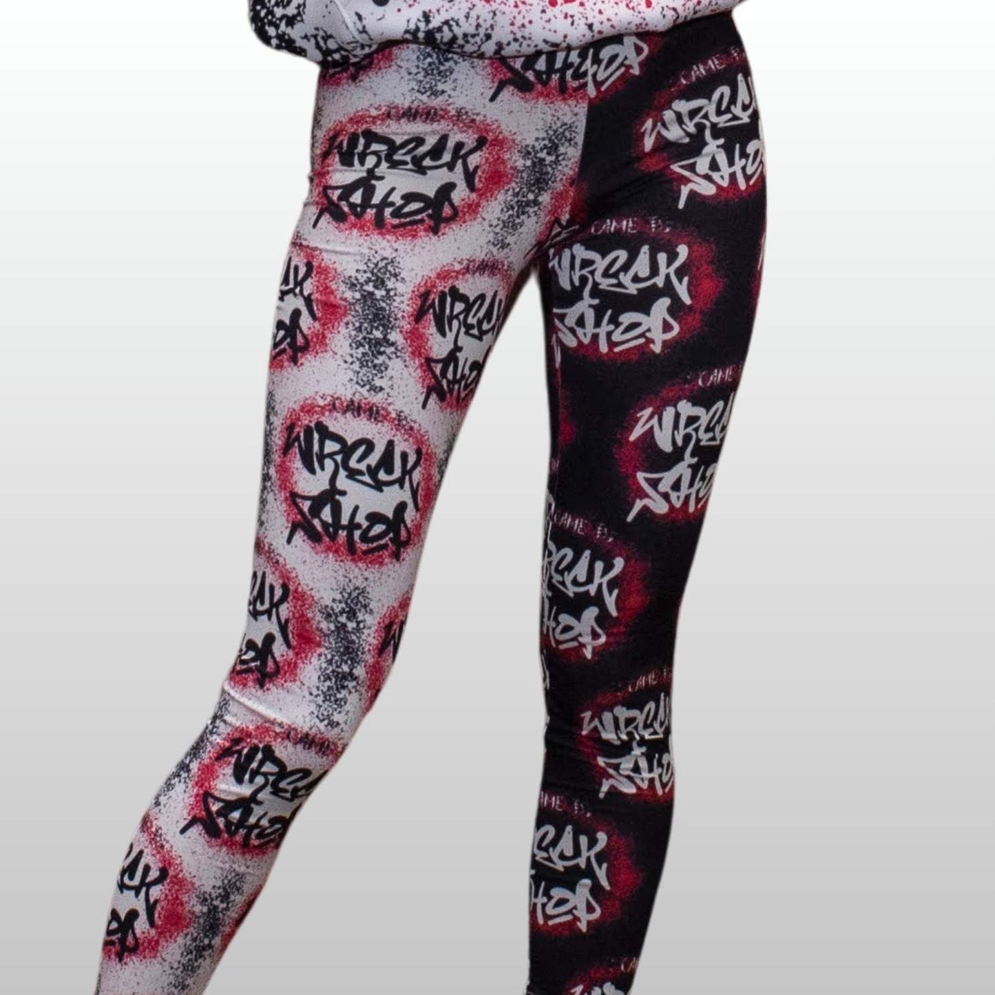 Graffiti Casual Leggings (Black/White Mix - up) - I Came to Wreck Shop | US - Ohhh So Swag