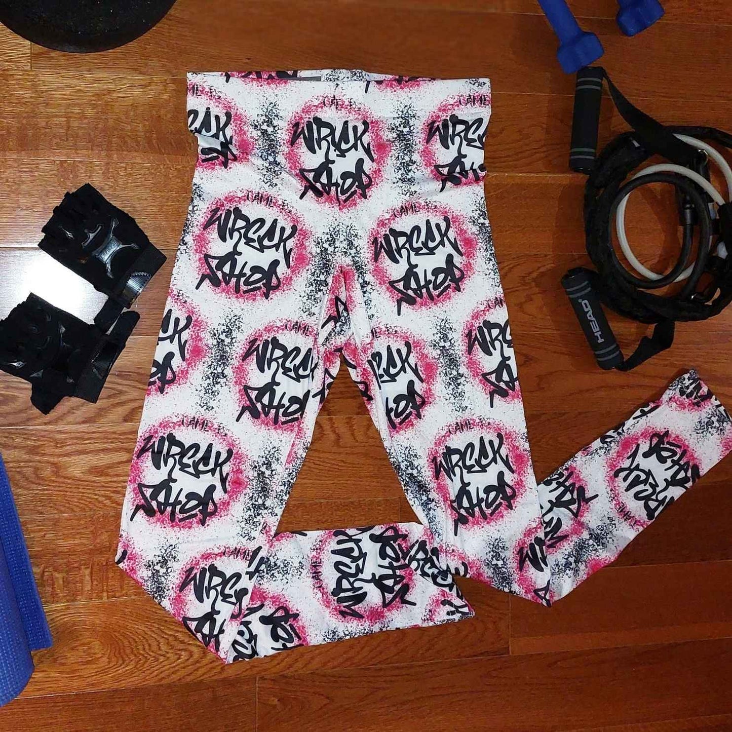 Graffiti Casual Leggings (White Remix) - I Came to Wreck Shop | US - Ohhh So Swag