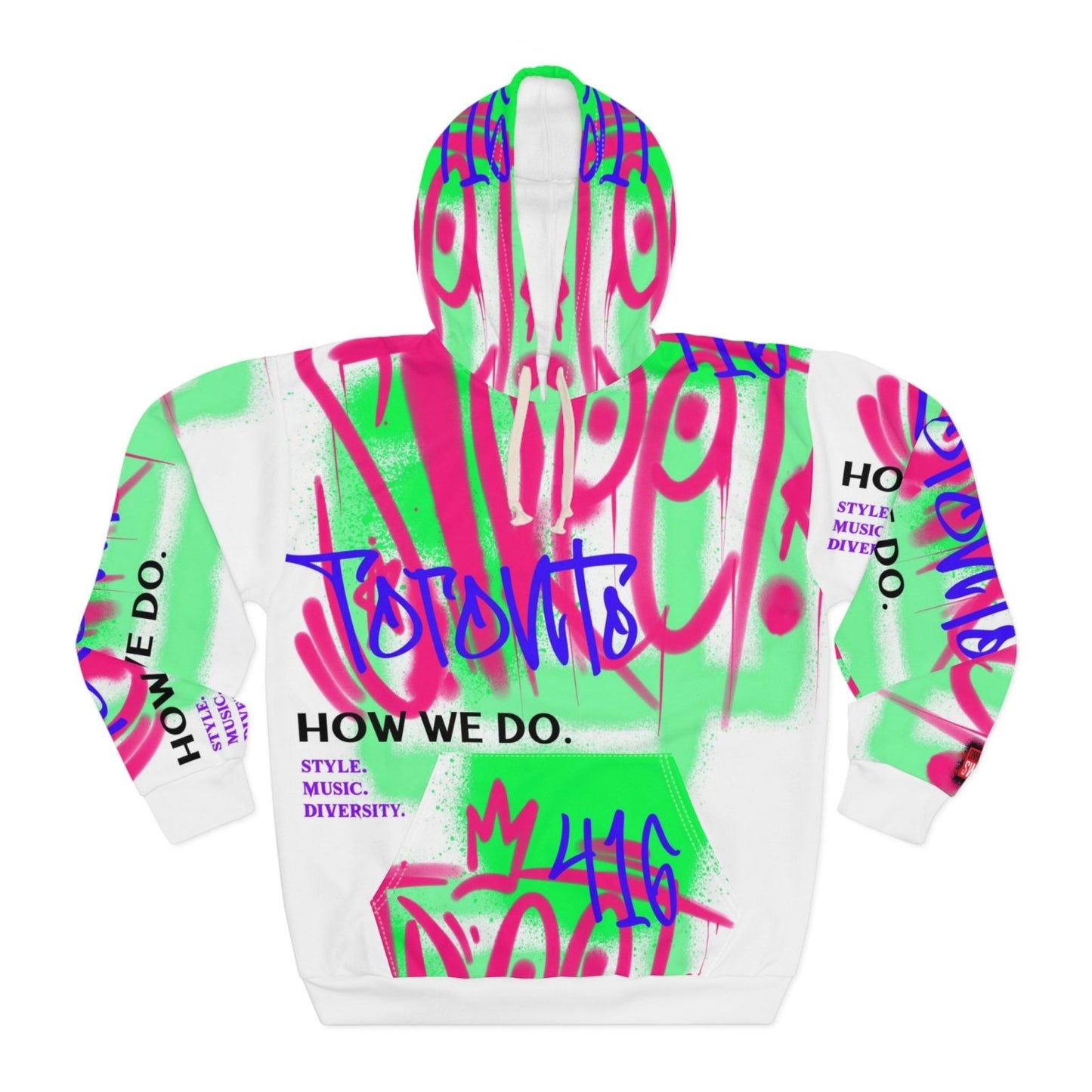 Graffiti White and Neon Toronto Hoodie - Toronto. How We Do. Style. Music. Diversity. | US - Ohhh So Swag