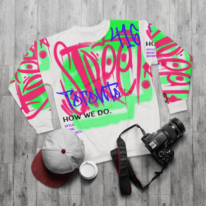 Graffiti White and Neon Toronto Sweatshirt - Toronto. How We Do. Style. Music. Diversity. | US - Ohhh So Swag