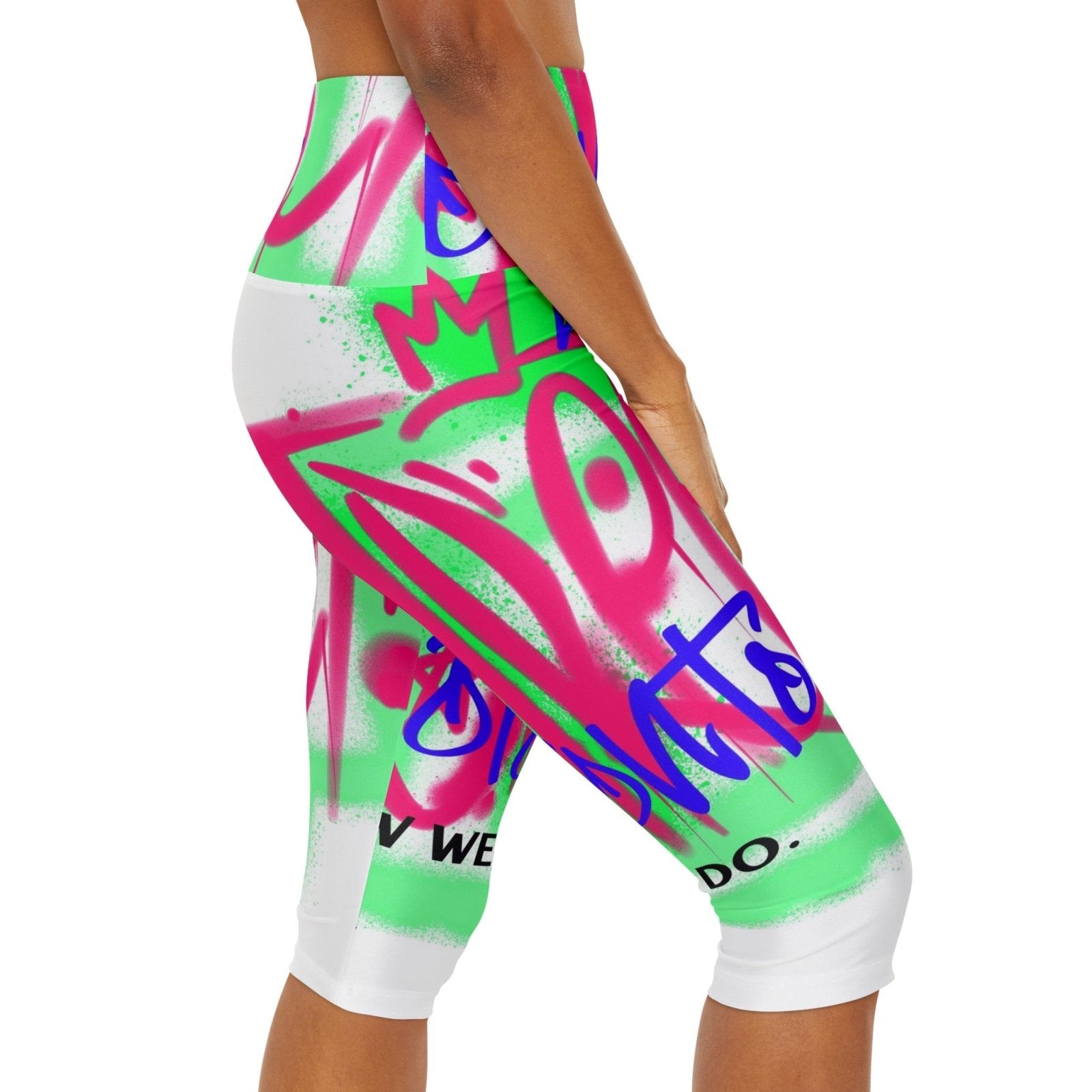 Graffiti White High Waisted Yoga Capri Leggings - Toronto. How We Do. Style. Music. Diversity. | US - Ohhh So Swag