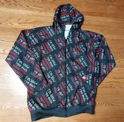 Graphic All - Over Print Full Zip Streetwear Hoodie, Black – I’ve Seen Too Many Answered Prayers to Not Believe | US - Ohhh So Swag