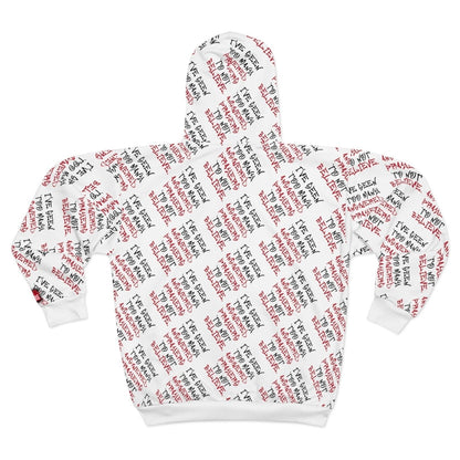 Graphic All-Over Print Full Zip Streetwear Hoodie, White – I’ve Seen Too Many Answered Prayers to Not Believe | US