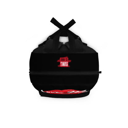 Black Graphic Backpack with Laptop Pocket, Red Kiss Lips, Green Heart – Love, Me. | US - Ohhh So Swag