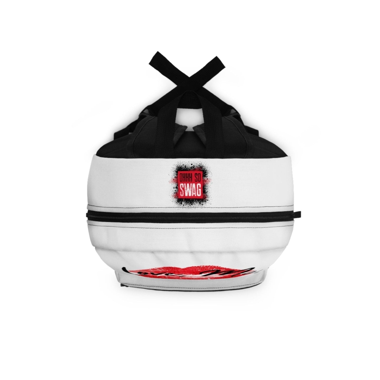 Graphic Backpack, Red Kiss Lips, Green Heart (White) – Love, Me. | US - Ohhh So Swag