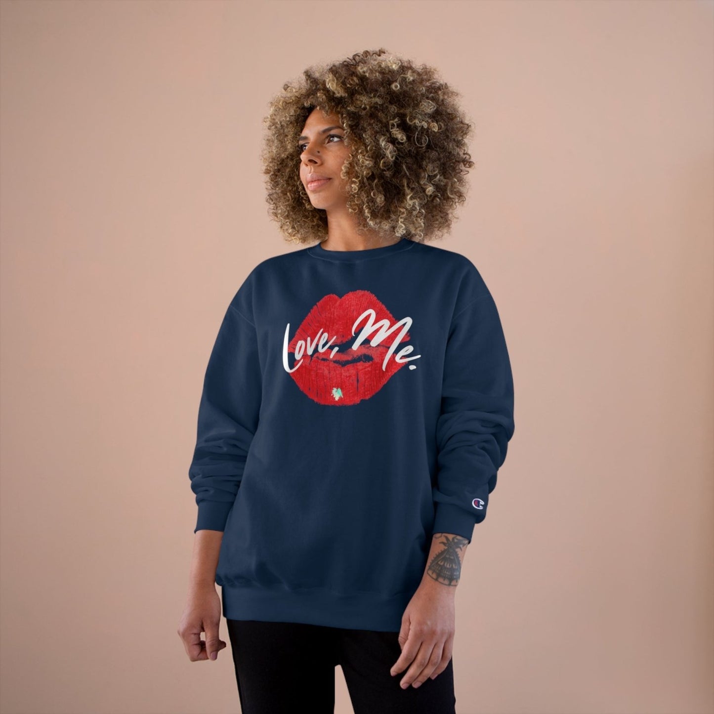 Graphic Champion Sweatshirt, Red Kiss Lips, Green Heart – Love, Me. | US - Ohhh So Swag