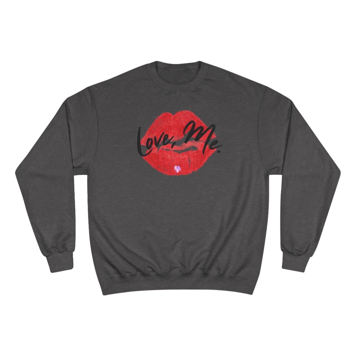 Graphic Champion Sweatshirt, Red Kiss Lips, Purple Heart – Love, Me. | US - Ohhh So Swag