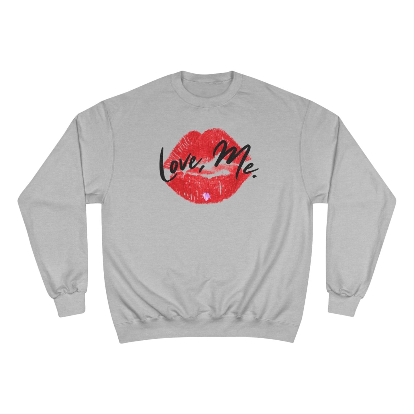 Graphic Champion Sweatshirt, Red Kiss Lips, Purple Heart – Love, Me. | US - Ohhh So Swag