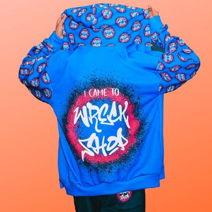 Graphic Full Zip Hoodie, Bold Back Print (Blue) – I Came to Wreck Shop | US - Ohhh So Swag